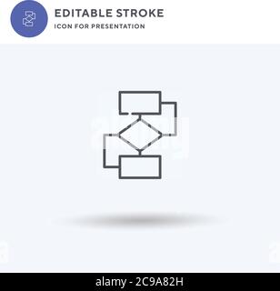 Diagramme de diagramme de vecteur d'icône, signe plat rempli, pictogramme solide isolé sur blanc, illustration du logo. Icône d'organigramme pour la présentation. Illustration de Vecteur