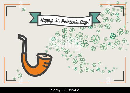 Affiche de la Saint Patrick. Affiche vectorielle plate verte orange Happy Saint Patricks Day Parade. Illustration de la taille basse du trèfle Illustration de Vecteur