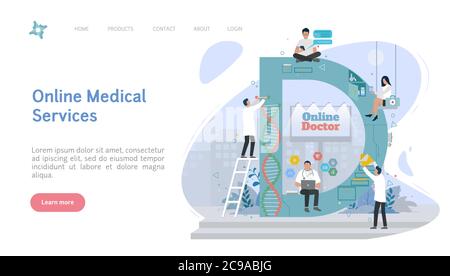 Illustrations de concepts médicaux. Image de bannière pour les sites Web ou les applications. Services médicaux en ligne. Illustration de Vecteur