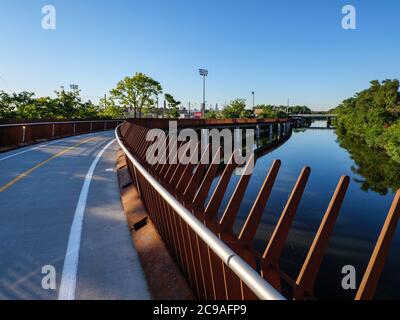 312 RiverRun, Riverview Bridge, Chicago, Illinois. Banque D'Images