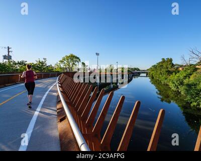 312 RiverRun, Riverview Bridge, Chicago, Illinois. Banque D'Images