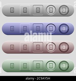 Icônes d'informations mobiles sur les barres de menu horizontales arrondies de différentes couleurs et styles de bouton Illustration de Vecteur