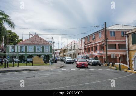 Christiansted, Sainte-Croix, USVI-octobre 22,2019: Kind Christian Hotel et vieux bâtiments dans le centre-ville de Sainte-Croix dans l'USVI Banque D'Images