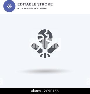 Symbole de fumée de tabac, signe plat rempli, pictogramme solide isolé sur blanc, illustration du logo. Icône Quitter tabac pour présentation. Illustration de Vecteur