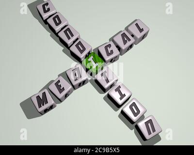 ÉTAT MÉDICAL combiné par des lettres de dés et de couleur de croisement pour la signification connexe du concept. Illustration et fond. Illustration 3D Banque D'Images