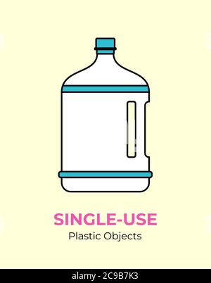 Grande bouteille en plastique à usage unique. Illustration vectorielle du recyclage d'une bouteille en plastique. Grande bouteille transparente isolée. Illustration de Vecteur