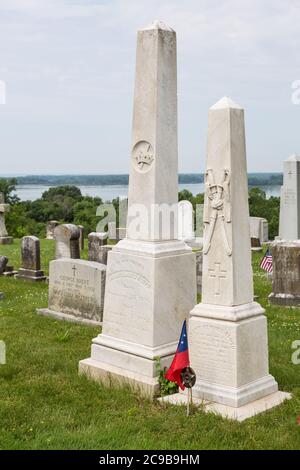 Maryland Histoire jésuite. Tombe du soldat confédéré, cimetière de l'église Saint-Ignace, Chapel Hill point, Maryland. Banque D'Images