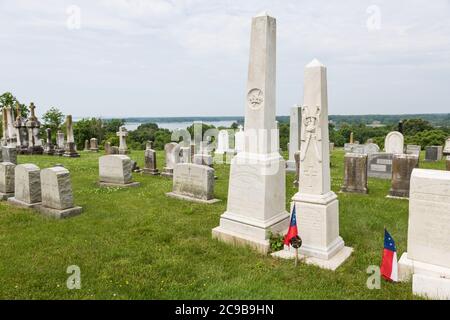 Maryland Histoire jésuite. Tombe du soldat confédéré, cimetière de l'église Saint-Ignace, Chapel Hill point, Maryland. Banque D'Images