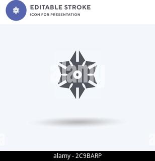 Icône en forme de shuriken, signe plat rempli, pictogramme solide isolé sur blanc, illustration du logo. Icône shuriken pour la présentation. Illustration de Vecteur