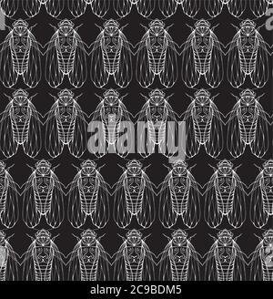 Texture sans couture sur tableau noir avec cigales. Fond vectoriel pour votre créativité Illustration de Vecteur