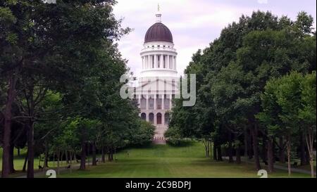 Maine State House, vue depuis le parc Capitol, Augusta, ME, États-Unis Banque D'Images