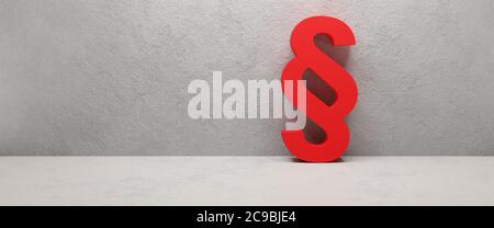 panneau de paragraphe posé sur fond de mur blanc en béton Banque D'Images