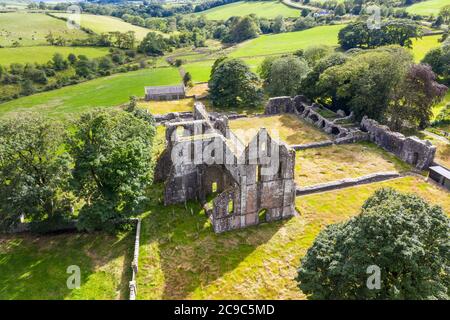 Vue aérienne de l'abbaye de Dundrennan, Dumfries et Galloway, Écosse Banque D'Images
