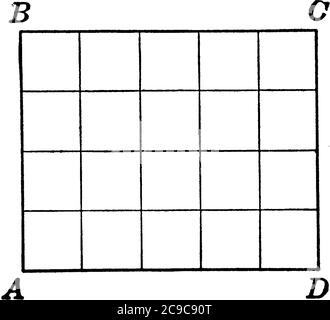 Grille de motif composée de lignes horizontales et verticales se croisant l'une l'autre formant seize carrés égaux, un dessin de ligne vintage ou une illustration de gravure Illustration de Vecteur