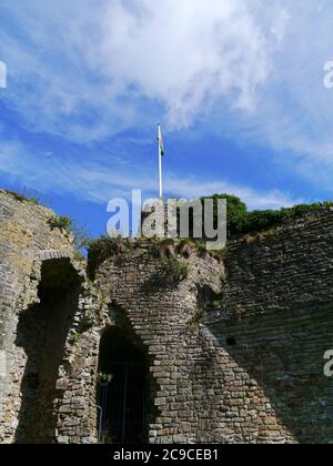 Haverfordwest, Pembrokeshire, pays de Galles, Royaume-Uni - août 11 2015 : murs du château Haverfordwest. Banque D'Images