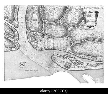 Carte de l'île d'Itamaraca avec fort Oranje, 1636-1644, Jan van Brosterhuyzen, après Frans Jansz Post, 1645 - 1647 carte de l'île d'Itamaraca Banque D'Images