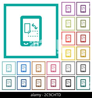 Icônes de couleur plate du gyrocapteur mobile avec cadres quadrants sur fond blanc Illustration de Vecteur