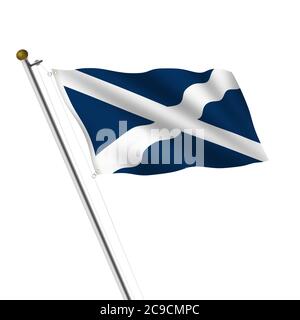 Illustration 3d Scotland Flagpole en blanc avec masque Banque D'Images