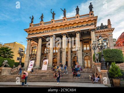 Guanajuato, Mexique - 25 février 2020 : magnifique bâtiment du Teatro Juarez ou du théâtre Juarez à Guanajuato. Banque D'Images