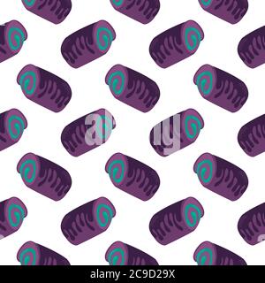 Joli rouleau violet, motif sans couture sur fond blanc. Illustration de Vecteur