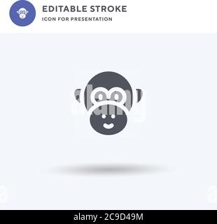 Écureuil Monkey icon vector, signe plat rempli, pictogramme solide isolé sur blanc, illustration du logo. Icône Singe écureuil pour présentation. Illustration de Vecteur