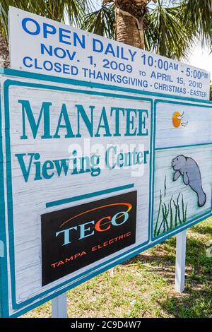 Tampa Florida, Tampa Electric Co, TECO, Manatee Viewing Center, panneau, logo, visiteurs voyage visite touristique touristique sites touristiques culture cultur Banque D'Images