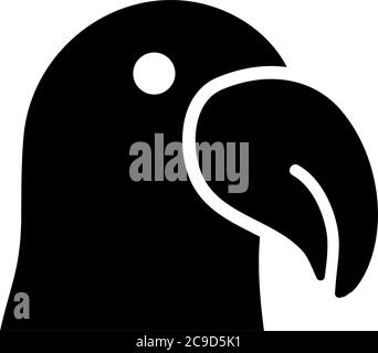 Dodo Bird Silhouette, perroquet Cockatoo. Illustration de l'icône vecteur plat. Symbole noir simple sur fond blanc. Dodo Bird Silhouette, Parrot Cockatoo s. Illustration de Vecteur