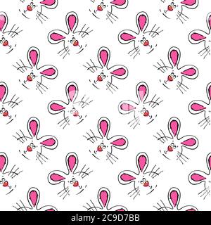 Souris réfléchis, motif sans couture sur fond blanc. Illustration de Vecteur