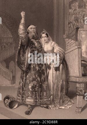 Marino Faliero Impresentant Vengeance sur le Traducer de sa femme. Légendes de Venise illustrées par J.R. Herbert, Esq. Sous la direction de Thomas Roscoe, Esq. Londres : publié par Longman, Orme, Brown, Green et Longmans. Appleton & Co., New York, et Fisher & Co., Paris. MDCCCXLI. 1841. Banque D'Images