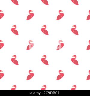 Cygne rose, motif sans couture sur fond blanc. Illustration de Vecteur