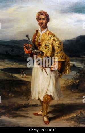 Eugène Delacroix (1798-1863). Peintre français. Comte Palatiano dans un costume national grec, 1826. Galerie nationale. Prague. République tchèque. Banque D'Images