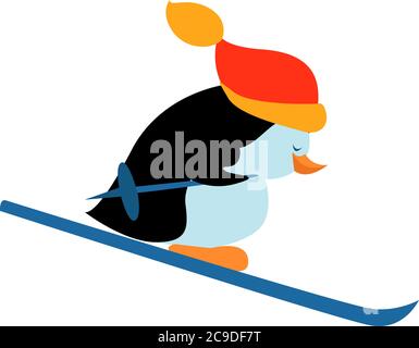 Penguing ski, illustration, vecteur sur fond blanc Illustration de Vecteur