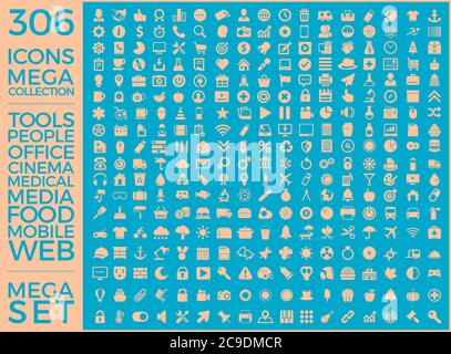 Ensemble d'icônes, Pack universel de qualité, Big Icon Collection Vector Design EPS 10 Illustration de Vecteur