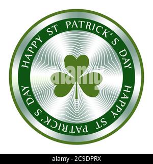 Motif « Happy St Patrick ». Enseigne hologramme ronde pour la conception d'étiquettes et le marketing national. Icône de vecteur de jour de Patrick Illustration de Vecteur