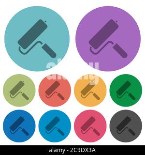 Peindre des icônes plates plus foncées sur un arrière-plan rond de couleur Illustration de Vecteur