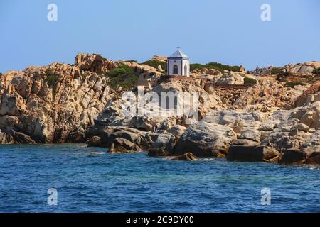 Chapelle de la Madonnetta, Cala Carlotto, île de la Maddalena, province de Sassari, Sardaigne, Italie, Europe Banque D'Images