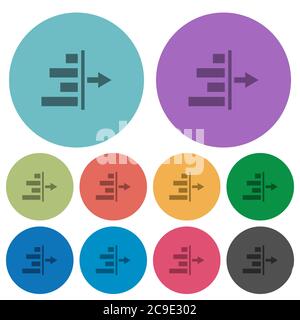 Diminuez l'indentation droite du contenu des icônes plates plus sombres sur un arrière-plan rond en couleur Illustration de Vecteur