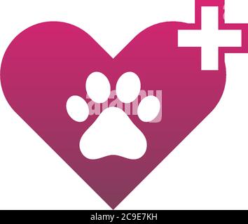 Illustration du concept d'icône d'amour de logo d'empreinte de chien Illustration de Vecteur