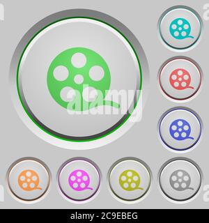 Icônes de couleur de rouleau de film sur les boutons-poussoirs irrécupérables Illustration de Vecteur