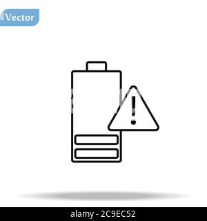 Icône de charge de la batterie à plat. Indicateur de niveau de la batterie. Statut. Icône de batterie. Avertissement de batterie faible. Illustration de Vecteur