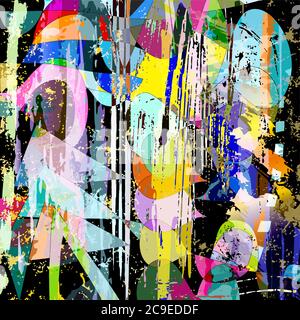 composition abstraite d'arrière-plan, avec vagues, coups de peinture et éclaboussures Illustration de Vecteur