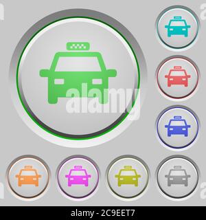 Icônes de couleur de taxi sur les boutons-poussoirs irrécupérables Illustration de Vecteur