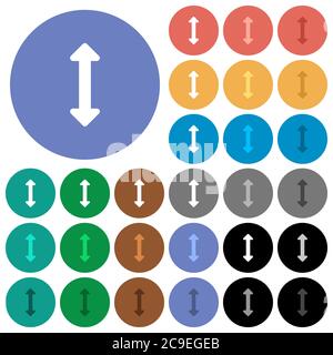 Redimensionnez les icônes verticales plates multicolores sur des arrière-plans ronds. Inclut des variantes d'icônes blanches, claires et sombres pour les effets de survol et d'état actif, et Illustration de Vecteur