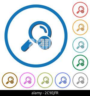 Organiser les résultats de la recherche des icônes vectorielles couleur plates avec des ombres dans des contours ronds sur fond blanc Illustration de Vecteur