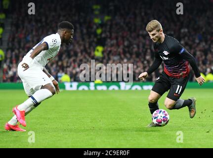 LONDRES, ANGLETERRE - 19 FÉVRIER 2020 : Timo Werner de Leipzig photographié lors de la première partie du match de 16 de la Ligue des champions de l'UEFA de 2019/20 entre le Tottenham Hotspur FC et le RB Leipzig au stade Tottenham Hotspur. Banque D'Images