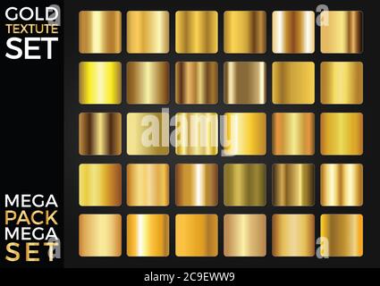 Ensemble vectoriel de dégradés d'or, Collection de carrés d'or, Groupe de textures EPS 10 Illustration de Vecteur