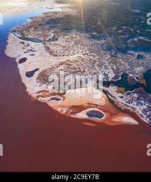 Schémas, vue aérienne, Laguna Carachi Pampa, village d'El Peñón, la Puna, Argentine, Amérique du Sud, Amérique Banque D'Images