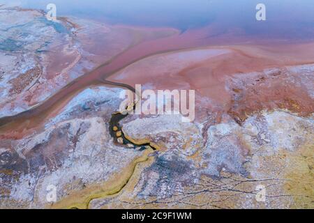 Schémas, vue aérienne, Laguna Carachi Pampa, village d'El Peñón, la Puna, Argentine, Amérique du Sud, Amérique Banque D'Images