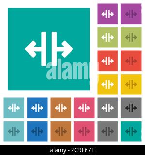 Outil de fractionnement vertical icônes plates multicolores sur arrière-plans carrés simples. Inclut des variantes d'icône blanche et foncée pour les effets de survol ou actifs. Illustration de Vecteur