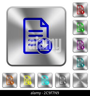 Télécharger le document icônes gravées sur des boutons carrés arrondis en acier brillant Illustration de Vecteur